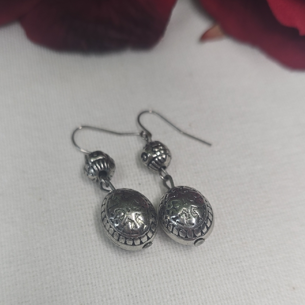 Silver-Tone Dangle Hook Earrings